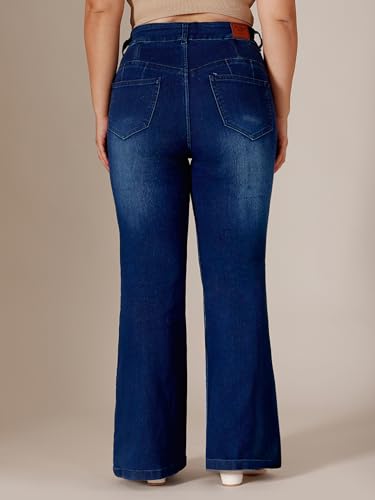 Image of Miss Chase A+ Women's Wide-Leg High Rise Regular-Length Stretchable Denim Jeans