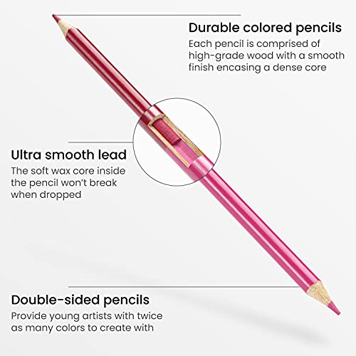Arteza Kids Colored Pencils, 100 Colors, 50 Double-Sided Pencil Crayons, Pre-Sharpened, Art And School Supplies For Drawing And Doodling #TOP2
