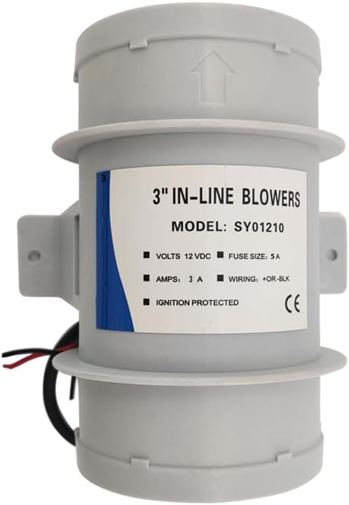 Miniatura 8 de ISURE MARINE Ventilador en línea de 3 pulgadas, soplador silencioso de 12 V soplador de aire de sentina marina para circulación de aire en