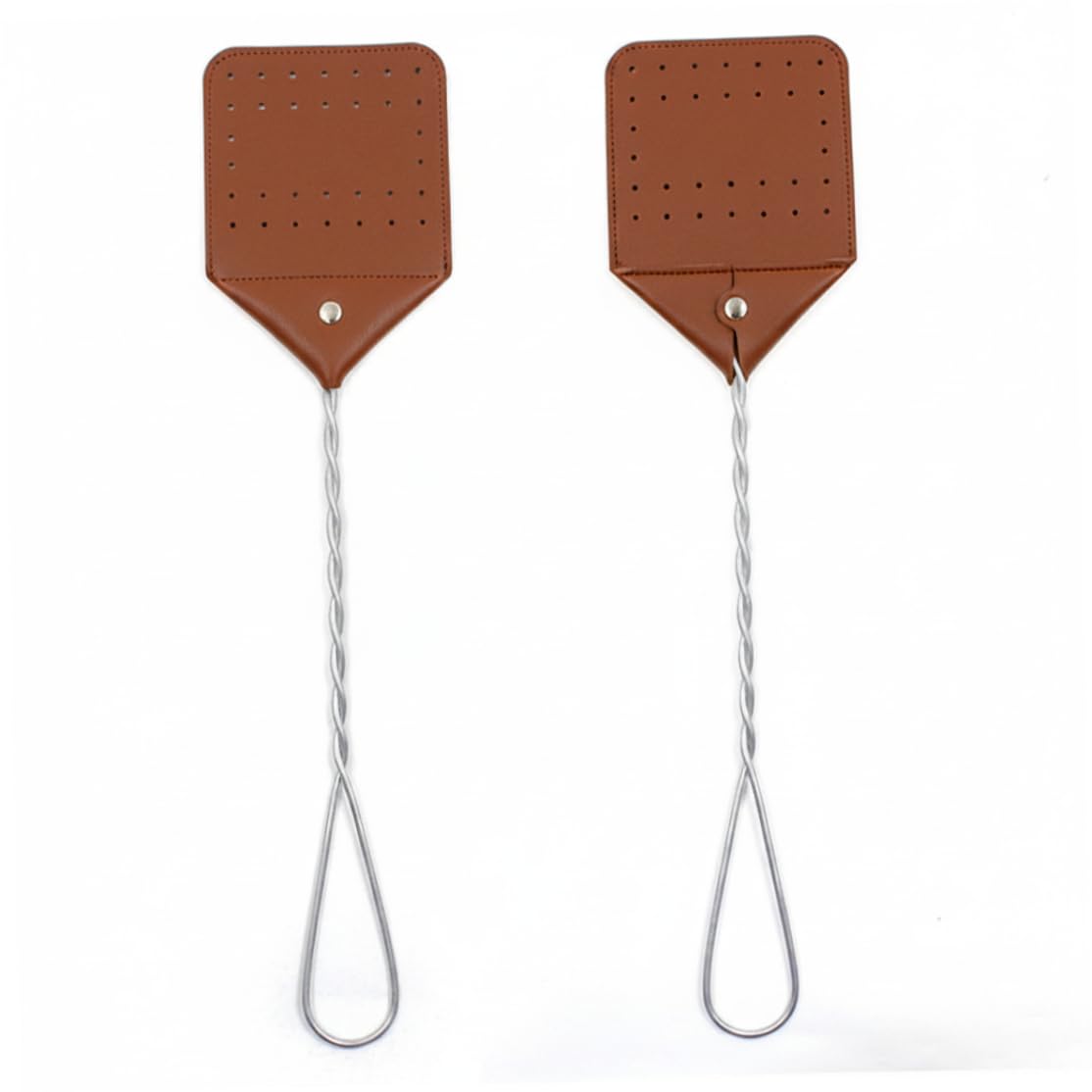 Striegro Heavy Duty Fly Swatter, 2 Pack Leather Heavy Duty Fly Swatter - 17.24 Inch Steel Handle Pu Surface For Indoor & Outdoor Control..