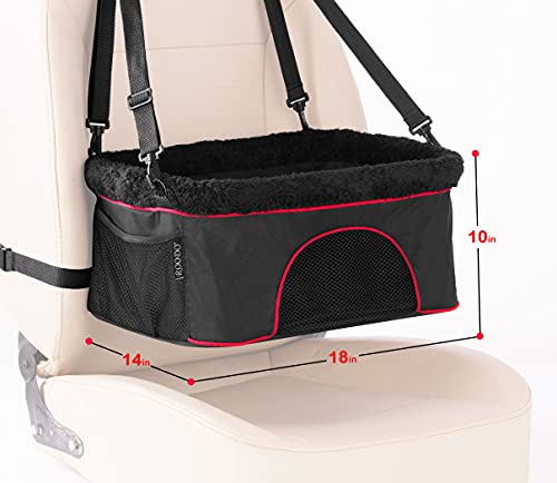 Roodo Dog/Cat Booster Car Seat Premium Quality Metal Frame Construction - Clip-On Safety Leash - Telescopic Pocket - Perfect For Small And Medium Pets Up To 18 Lbs (Black) #TOP2