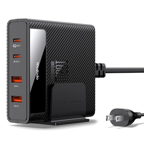 Mcdodo 100W USB Charging Station with Multiport (2USB-A&2USB-C), 4-in-1 Desktop GaN USB Charger Block PD Fast Charging Hub Power Adapter for All iPhone iPad Android MacBook (with 1.5m AC Cable)