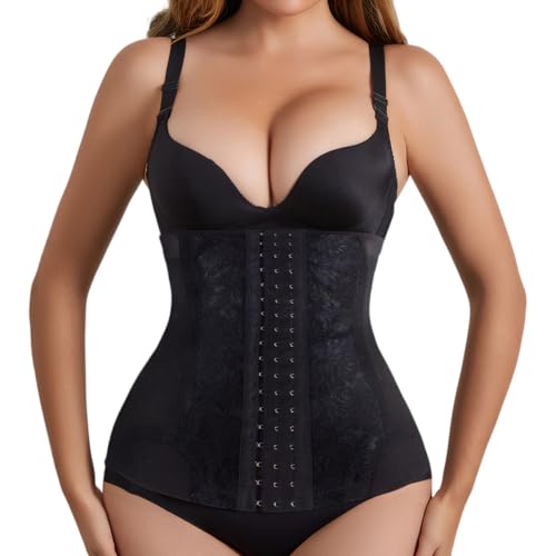 Colexy Waist Trainer Damen Unterbrust Korsett Bauchweg Waist Trainer Elastisch Postpartum Gürtel Postpartale Unterstützung Taillenmieder Bauch Taille Body Shaper (Schwarz, L)