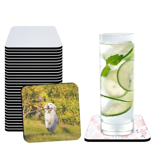 18 PCS Sublimation Coasters Blanks Bulk 4x4 Inch Square Blank Cup Mat Rubber for Sublimation Transfer Heat Press Printing DIY Crafts