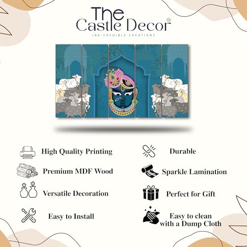 Image of The Castle Decor Pichwai art painting with frame Big Size 36x60 Wall art for living room,Bedroom,Drawing room,Hotels-Wooden Framed-713