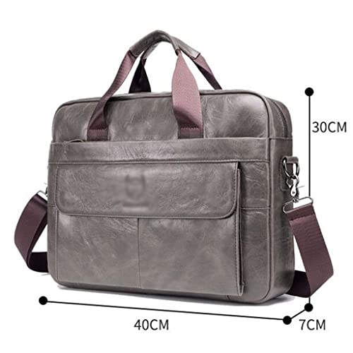 Leather Men's Leather Business Briefcase Head Layer Cowhide Computer Handheld Shoulder Crossbody Bag (D As Shown in The Figure)3