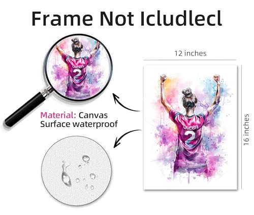 Image of Frimeeme Girl Purple Watercolor Soccer Wall Art, Purple, 12x16 Inches