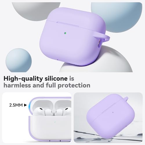 Image of Ljusmicker for AirPods Pro 3 Case 2025 with Cleaner Kit,Soft Silicone Protective Cover for Apple AirPods Pro 3rd Generation Cases for Women Men,for AirPod Pro 3 Cover with Keychain-Purple