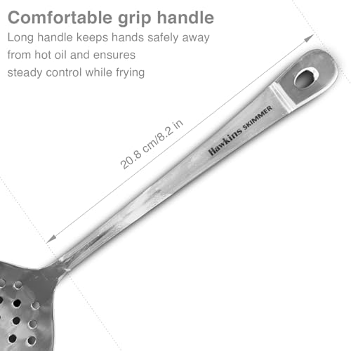 Image of Hawkins Food-Grade Stainless Steel Skimmer for Puris, Samosa, Vada, Manchurian, Kachori, Pakodas | Poni, Jhara, Jharna, Kadchi | Perfect for Deep Frying, Straining, Draining (SSPTS)