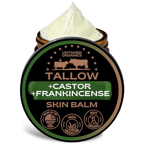 Handmade Tallow, Castor Oil, and Frankincense Oil Skin Balm - 100...