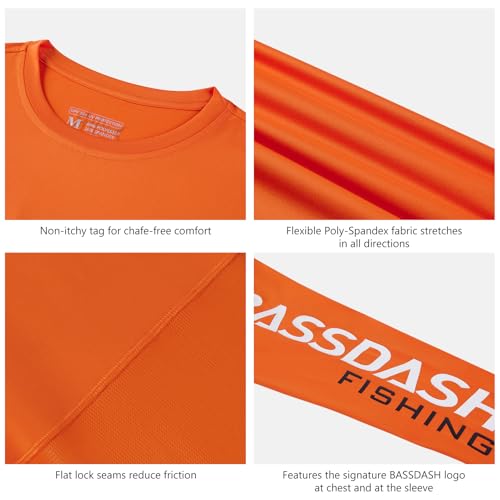 Image of BASSDASH Fishing T Shirts for Men UV Sun Protection UPF 50+ Long Sleeve Tee T-Shirt