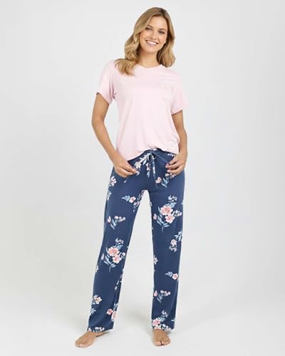 Image of Real Essentials 2 Pack: Women's Comfy Pajama Sets - Short Sleeve Ladies Loungewear Sleepwear PJs (Available In Plus)
