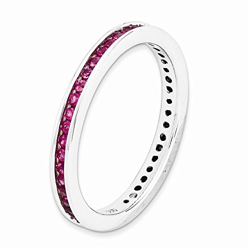 Solid 925 Sterling Silver Stackable Created Ruby Ring Eternity Band Size 8 #TOP2