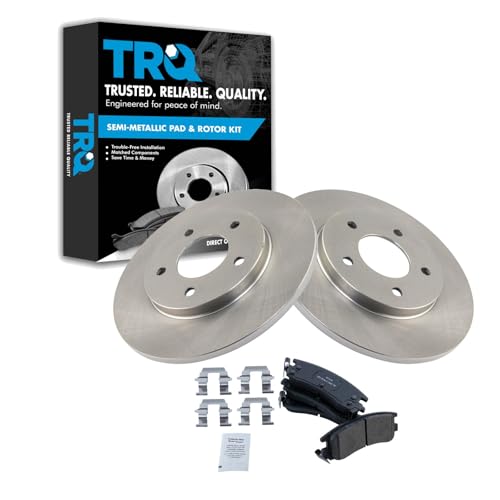 Image of TRQ Rear Brake Pad and Rotor Set Semi Metallic Vented Rotors | For 1995-1999 Chevrolet Lumina Monte Carlo