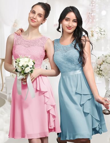 Image of BeryLove Womens Boat Neck A Line Sleeveless Lace Formal Homecoming Dress