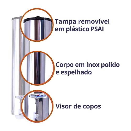 Porta Copo Descartavel Suporte Inox Dispenser Agua 200ml