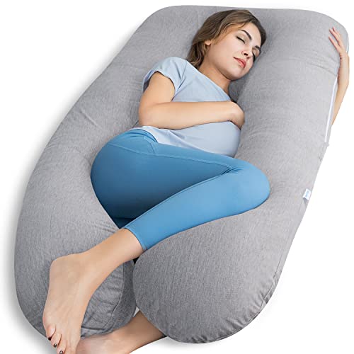 Queen Rose Cooling Pregnancy Pillows, Maternity Pillow For Sleeping, 55In U Shaped Body Pillow For Pregnant Support, With Removable Silky Cover, Gray #TOP4