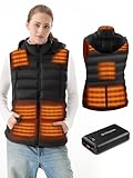DR.PREPARE Women's Heated Vest with Battery Pack Included, Lightweight Electric Warming Heating Vests with Hooded, Large