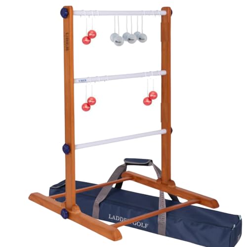 Ubergames Origineel 2024 laddergolfspel - topkwaliteit ladderspel - ECO hardhout met officiële Golf Bolas - Profi nr. 1 (rood en wit)