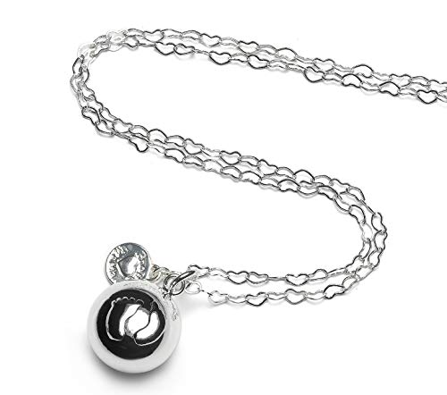 Preisvergleich Produktbild Proud Mama babyklingel heartchain babyfüßen / Schwangerschaft Schmuck / Versilbert / Magic Sound für Baby