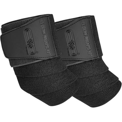 EVO Fitness Elbow Support Wraps 47" – Compression Straps for Weightlifting, Gym & Fitness – Breathable Cotton-Elastic with Hook & Loop Closure – Adjustable Arm Protection for Men & Women