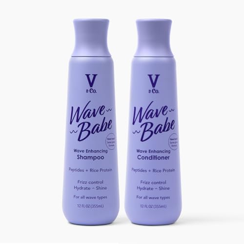 V&Co. Beauty Wavy Hair Shampoo & Conditioner Set with Peptide Technology, 12 Oz., Sulfate Free...