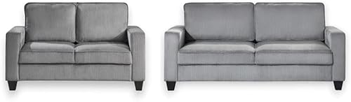 Miniatura 13 de BOWERY HILL Sofá cama reversible/seccional de lino gris acero con almacenamiento para espacio pequeño Gris,Beige,Negro