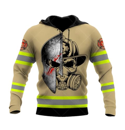 Sweat à capuche imprimé pompier 3D un cadeau streetwear original pour homme