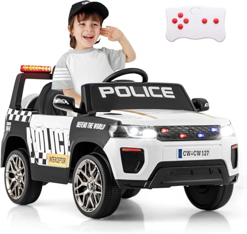 FANTASK Kinder Elektroauto Polizei mit Fernbedienung & kabelloser...