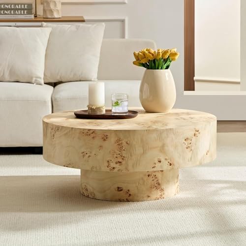 Coffee Table Round Wood 31.49" W X 13.77''h for Living Room Small...