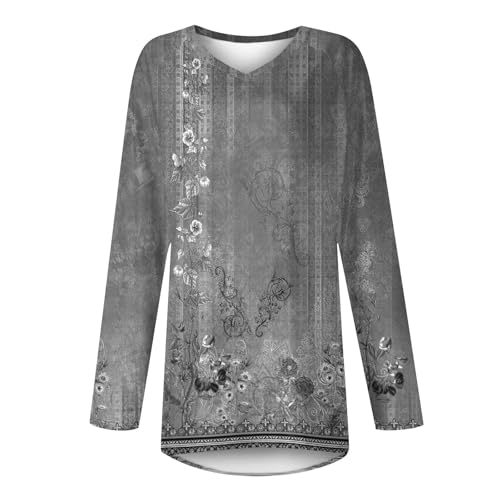 Oversized Tshirts for Women Long Sleeve Womens Tops Dressy Casual Fall V Neck Tunic Tops3