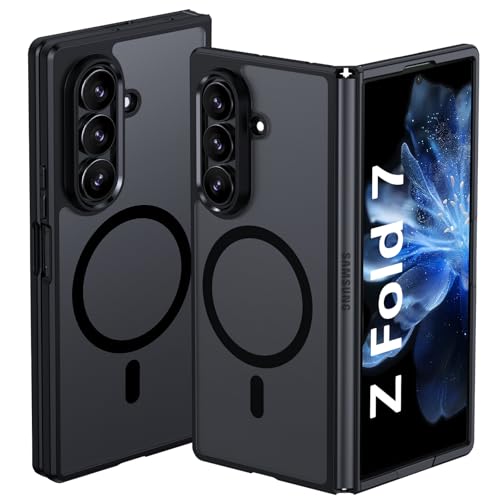 YINLAI for Samsung Galaxy Z Fold 7 Magnetic Case [Compatible with Magsafe] Skin Feeling Slim Frosted Translucent Shockproof Phone Case for Women Girls Phone Case for Samsung Z Fold 7, Black