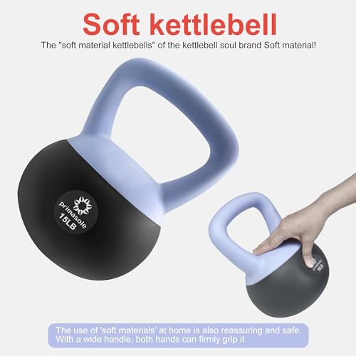 Image of Primasole Soft Kettlebell - Anti-Slip Grip, Neoprene Material, Light Gray or Light Blue, Home Workout Kettlebell Weights for Strength Training