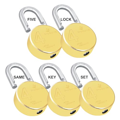 Image of (5 Lock 10 Same Keys) XL+ 67mm 4 Layer Brass Finish Padlock for Home Shop Godown Bank Model No- XL+67-Brass-5+10
