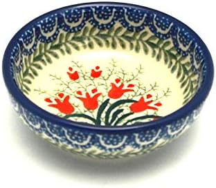Polish Pottery Dish - Round Food Prep - Crimson Bells