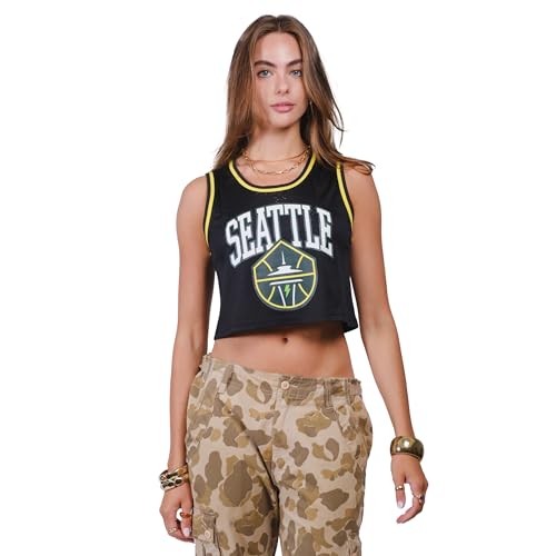 Ultra Game WNBA Official Womens Crop Top Pre-Game Tank Top, Seattle Storm, Team Color, Medium