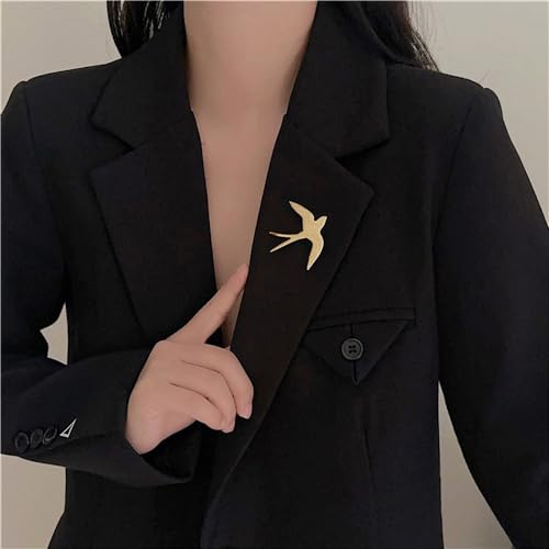 Image of Lovely Swallow Animal Brooch Bird Lapel Pin Badge for Women Men Simple Metal Cute Dress Suit Accessories Birthday Xmas Wedding Fashion Jewelry Gift Collection Ornament