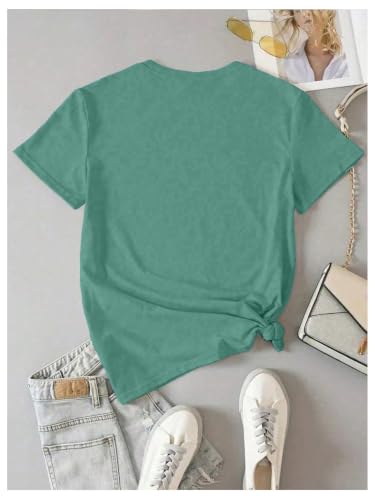 Image of RoseSeek Women's Cute Embroidered Tops Crew Neck Short Sleeve T Shirts