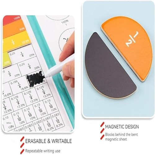 Azulejos de fração magnética e círculos de fração, quebra-cabeça educacional de fração magnética, au