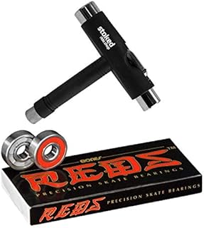 Bones Reds Bearings 8-Pack for [Skateboards, Longboards, Scooters, Spinners] (8-Pack W/Tool)