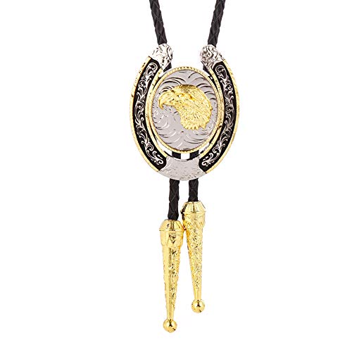 Image of HUABOLA CALYN Bolo Tie for Men- Western Cowboy Native American Golden Horse Bolo Tie