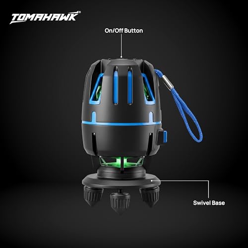 Image of TOMAHAWK TLL-8-8 Line laser cross line leveller, Self-Levelling, IP54 Dustproof, 卤1 mm Accuracy With Rechargeable Batteries, Ideal for Construction and Indoor Use