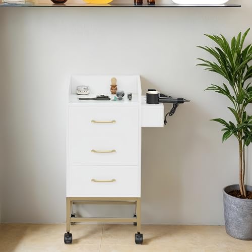 Salon Station with Lockable Wheels and Hair Dryers