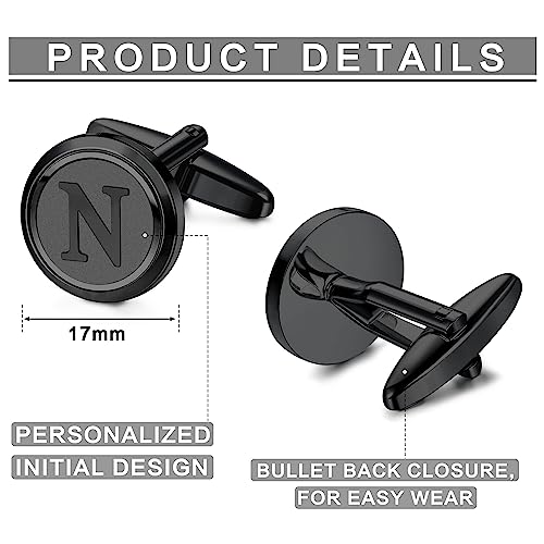 Image of LOYALLOOK Initial Gold Cufflinks for Men Gold Cuff Links Personalized Copper CuffLinks Letter Cufflinks Gift for Groom Husband Father