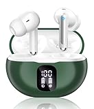 Wireless Earbuds, Bluetooth 5.4 Headphones with 50H Playback, Deep Bass Stereo Ear Buds Clear Calls with LED Power Display, IPX7 Waterproof, in-Ear Earphones with Mic for Phone/Android/iPad, Green