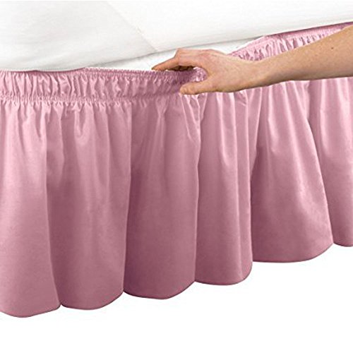 St.Miai 17-Inch Pleated Three-Sided Wrap-Around Bed Skirt Made with Egyptian Cotton and Elastic for Dust Protection