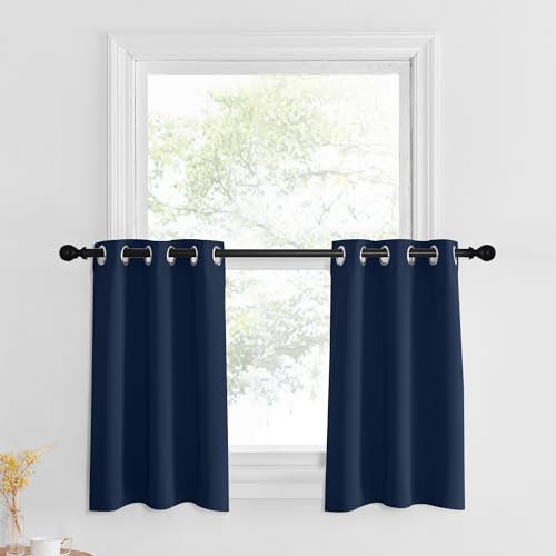 NICETOWN Kitchen Tiers Over Sink Short Curtains 30 inches Long Cabinet Small Short Cafe Curtains Bathroom Basement Living Room Half Window Treatment,