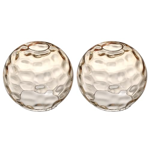 Image of 6.3 Inch Replacement Clear Hammer Glass Lamp Shade Light Fixture,for Replacement Wall Sconce Pendant Light Ceiling Light Chandelier Shade,Factory Outlet (Amber Glass, 2 Pack)