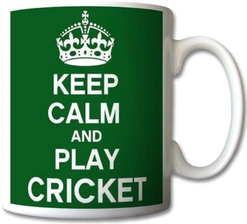 Giftme Keep Calm and Play Cricket Birthday, Christmas Coffee Tea Mug Unique 11oz White Ceramic Mug.