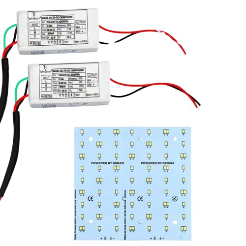 Image of Technobeam 36W LED Plate with Driver for Street Light Repair | Aluminum PCB 1.5mm | 6V 150mA LED Segments | 36V 900mA Driver Included | Durable | Ideal for Street Light Refurbishment, White, Pack of 2